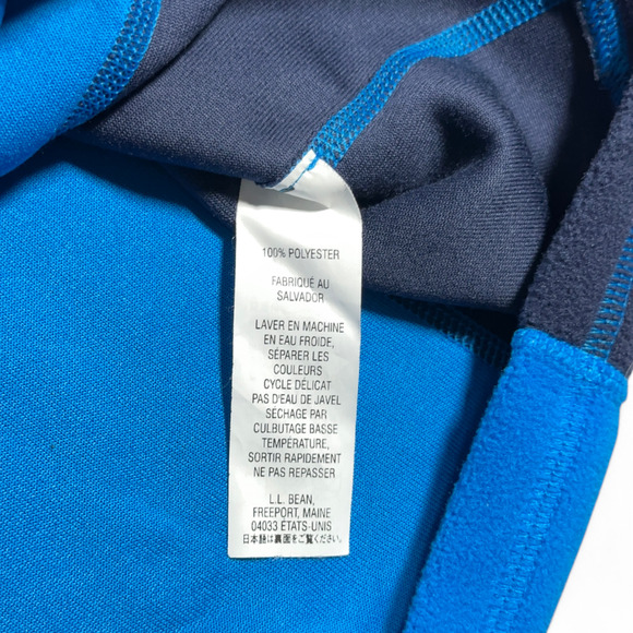 LL Bean Sweater Adult MEDIUM Blue Fleece Colorblock 1/4 Quarter Zip Pullover - Picture 6 of 8